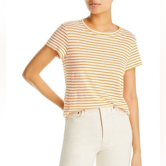 FRAME Easy True Linen Striped T-shirt NWT - Picture 1 of 11